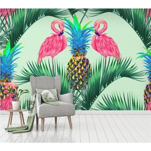 Wellyu Custom mural wallpaper 3d flamingo tropical plant rainforest background living room bedroom background wallpaper