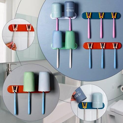 New Home Self-adhesive Wall Mount Toothbrush Holder Bathroom Organizer Stand Accessory Towel Tooth Brush Storage