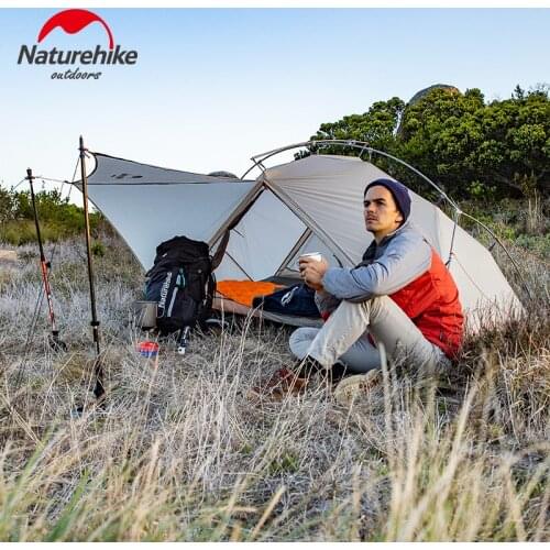 Naturehike Outdoor Ultralight Single Tent 15D Nylon Camping Double Y-shape Waterproof Portable Aluminum Single-layer Tent