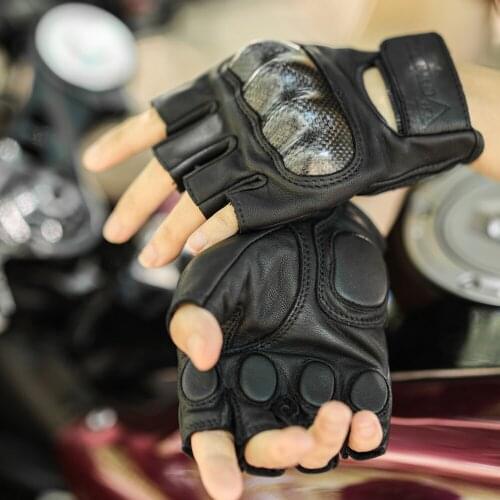 New Summer breathable sheepskin Half Finger Gloves motorcycle gloves men and women riding racing car off-road protective gloves