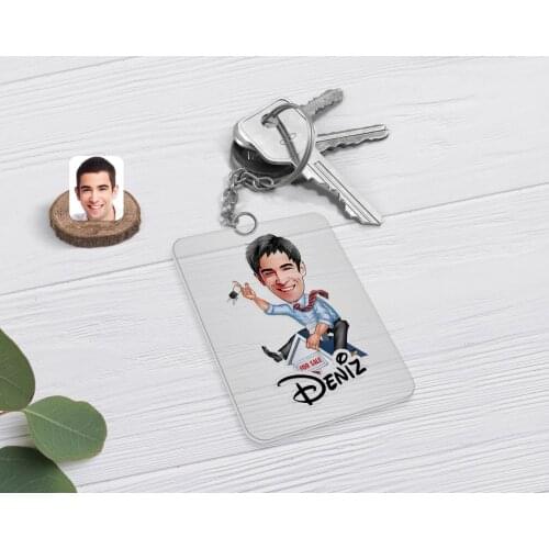 Personalized Men 'S Estate Agent Caricature Of Transparent Plexiglass keychain