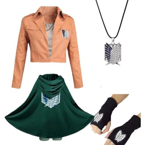 Fashion Anime no Kyojin Cloak Cape Clothes Cosplay Costume Fantasia Attack on Titan Plus Free shipping