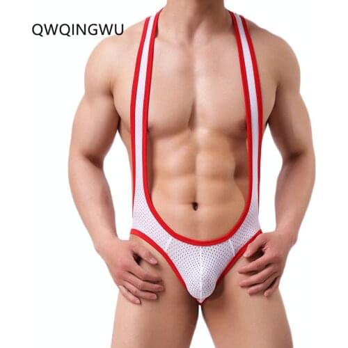 Sexy Undershirt Mens Underwear Breathable Jumpsuits Sexy Mens Exposed Hip Hanging Neck Underwear Mens Jumpsuits Undershirt