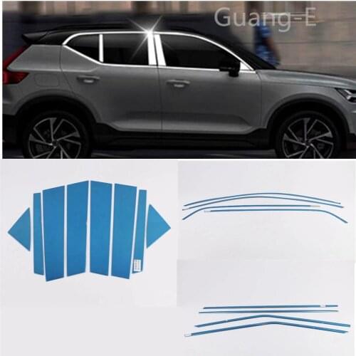 Car Styling Stainless Steel Garnish Pillar Window Middle Strip Trim Frame Lamp Hood For VOLVO XC40 2018 2019 2020