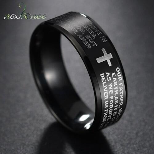 Nextvance Titanium Cross Ring Trendy Bible Ring for Men Wedding Christian Religious Jewelry Dropshipping