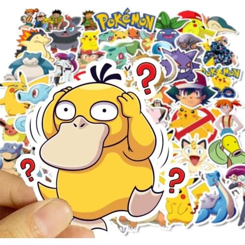Pokemon Psyduck Cartoon Stickers Waterproof Vinyl Decal for Laptop Helmet Bicycle Luggage Guitar Car pokemon go Stickers