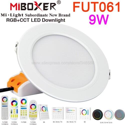 MiBoxer FUT061 9W Smart RGB+CCT LED Recessed Ceiling Downlight AC100-240V Support 2.4G RF Remote WiFi APP Voice Control