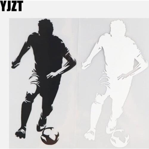 YJZT 9.6×18.4CM Football Man Pattern Vinyl Decal Car Sticker Body Decoration Black/Silver 20A-0388
