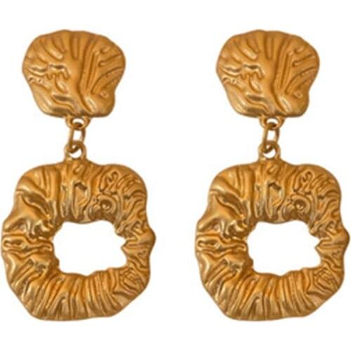 European And American 2021 Irregular Alloy Vintage Dangle Earrings For Women Fashion Gold Color Pendientes