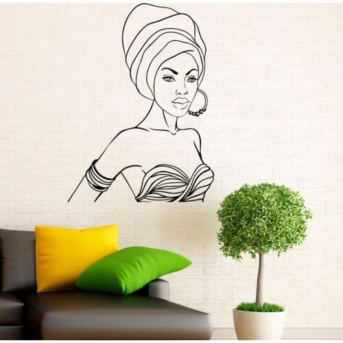 ZOOYOO Beautiful Africa Girl Woman Wall Stickers Home Decor Vinyl Art Murals Removable Living Room Bedroom Decoration