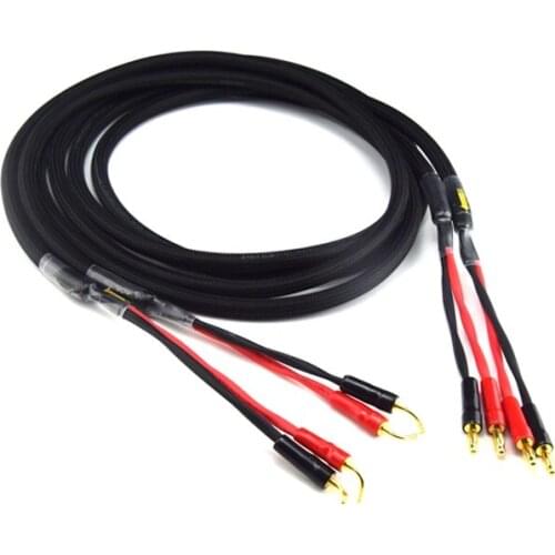 1 Pair Hifi Speaker Cable with Gold-plated Banana Jack to Pin Jack Hi-end 4NOFC Speaker Wire