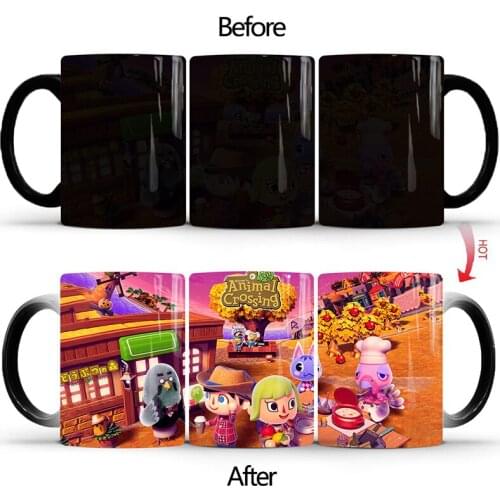 1Pcs New 350ml Game Cartoon Animal Crossing Color Changing Mugs Ceramic Coffee Milk Cups Best Gift for Friends Children