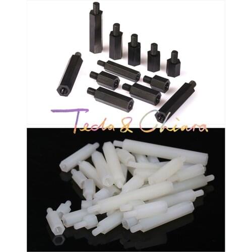10Pcs M3 x 40mm + 6mm White Black Plastic Nylon Plastic Standoff Hex Column Support Male-Female Spacer Phillips Head Screw
