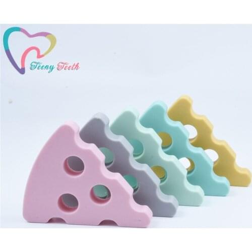 10 PCS Cheese Baby Teether Silicone Teething Baby Pacifier Dummy Sensory Pizza Pendant DIY Infant Jewelry Making Accessory
