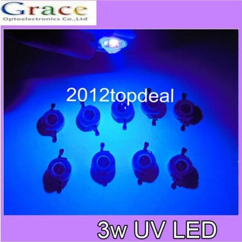 10pcs 3W High Power LED UV Light Chip 395-400nm Ultra Violet not pcb for DIY
