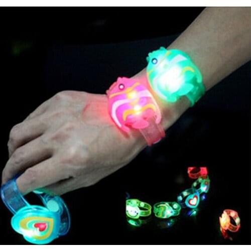 2Pcs Flash LED Cartoon Bracelet Lighting Toy for Children Birthday Gift Flash Luminous Watch Bracelet Watch Glow Party Supplies