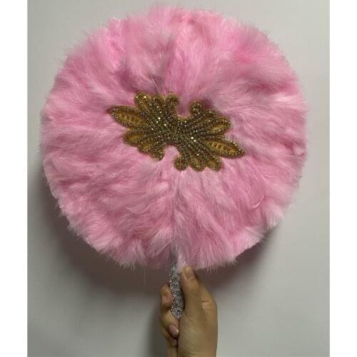 African Wedding Custom Hand Fan with Stones Feather Dance Hand Fan Handmade Hand Held Photo Props Wedding Favors Festive