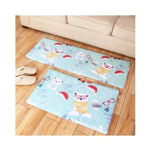 Cartoon bear printed velvet mat rug non slip doormat carpet household bathroom mat foot pad