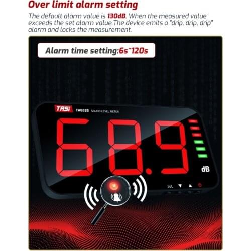 TA653A Digital Sound Level Meter Large Screen Display Noise dB Meter Wall Hanging Type meter 32x17cm Bar School