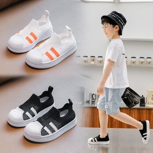 Childrens Shoes 2021 New Girls Stretch Knit Shoes Boys Casual Sneakers Sports Shoes Trend Flats Hot Fashion Breathable Student