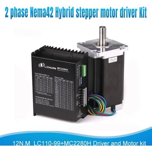 2ph Nema42 hybrid step stepper motor DSP Stepping driver Microstep Kit 12N.M 6A LC110-99+MC2280H Cooling FanHigh Torque CNC