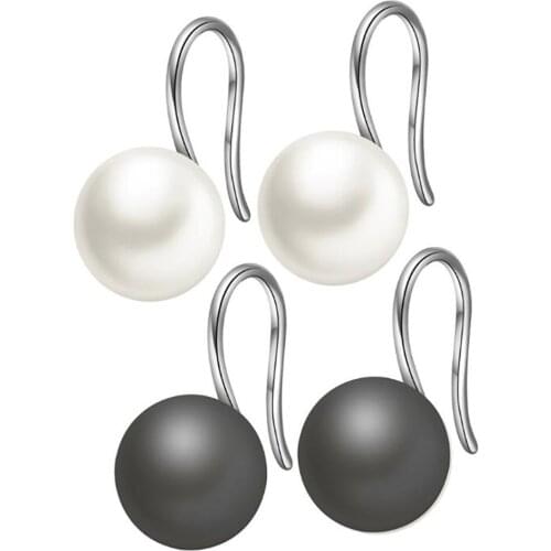 Stainless Steel Pure Titanium Hypoallergenic Round Black White Ceramic Ball Drop Earrings Women Fashion Jewelry Gift For Him