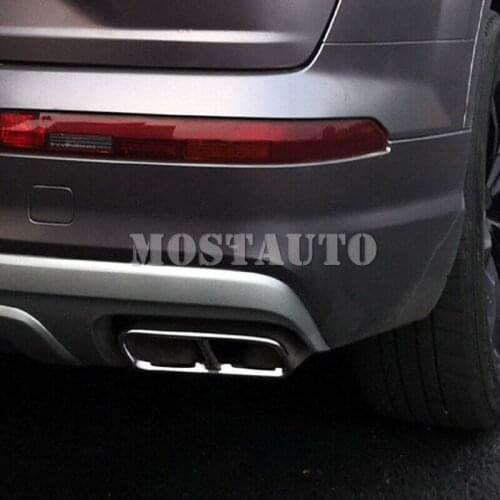 For Audi Q7 2016-2018 Stainless Steel Rear Exhaust Muffler Decorative Cover Trim 2pcs Car Accessories Interior Car Decor
