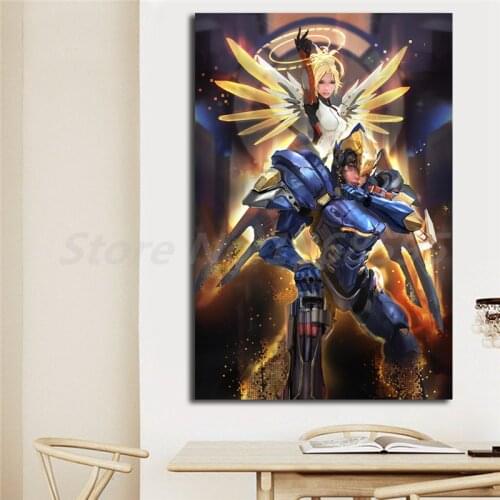 Game Overwatchs OW Mercy Pharah Poster Canvas Painting Print Living Room Home Decor Modern Wall Art Oil Painting Poster Artwork