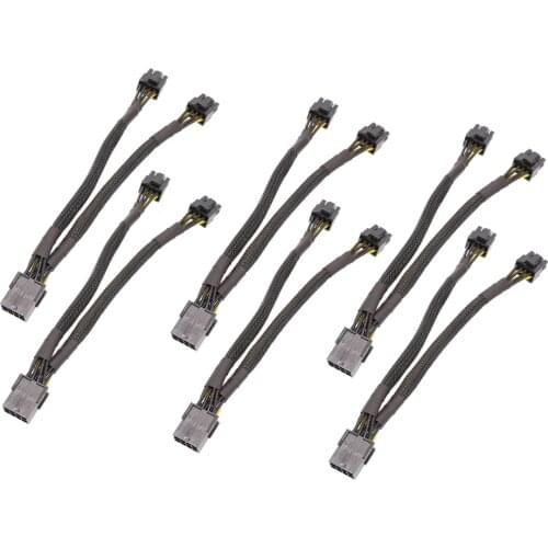 6pcs 8 pin PCI Express to Dual PCIE 8 (6+2) pin Power Cable 20cm Motherboard Graphics Card PCI-E GPU Power Data Cable Splitter