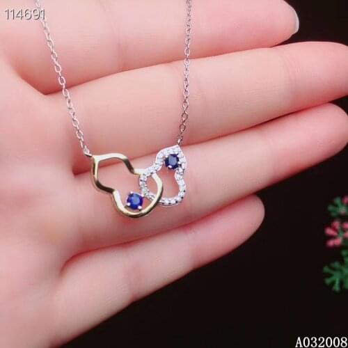 KJJEAXCMY fine jewelry 925 Silver inlaid Natural sapphire Gemstone vintage necklace popular ladies pendant support check
