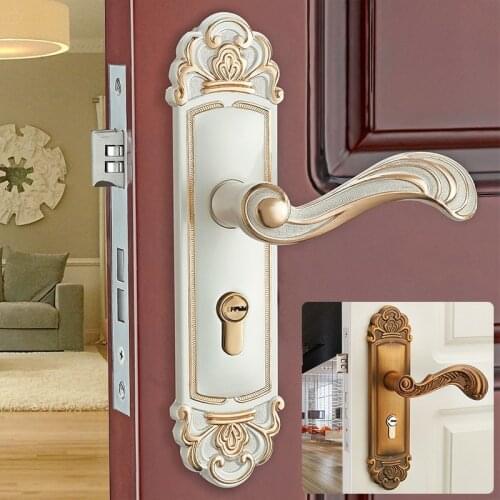 Continental aluminum alloy interior bedroom door lock wood antique bathroom door double bearing handle lock