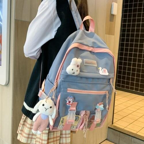 Kawaii Women Backpack Waterproof Pupil Children Cute Backpacks for Girls Large Capacity Shoulder School Bag panelled New BookBag