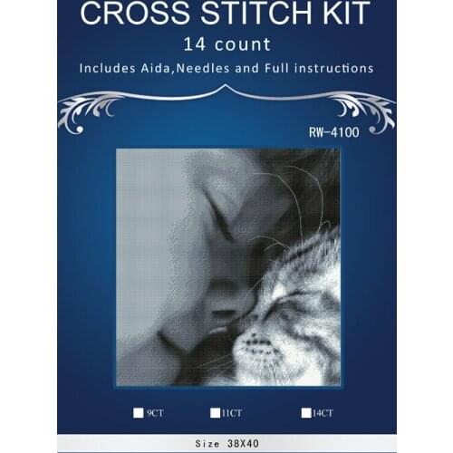 4thCT 38*0 baby and cat closely Counted Cross Stitch Kits 1 4thCT Embroidery Set Kids Room Decoration Gift Free Shipping