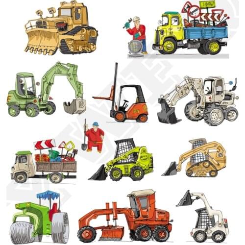 Cartoon Car Set Patches Children Christmas Gift A-Level Washable Heat Transfers For T-Shirt Dresses Iron-On Patches Stickers