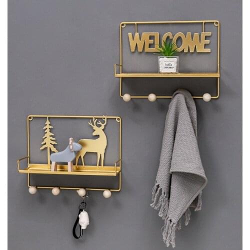 Animal wall mounted hook gold organizer key hook holder vintage letter keys Bedroom storage shelf iron storage Decorative hook