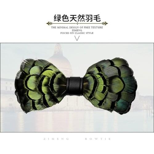 New Free Shipping fashion casual new Mens male original design manual natural feather bow tie dress British men women wedding