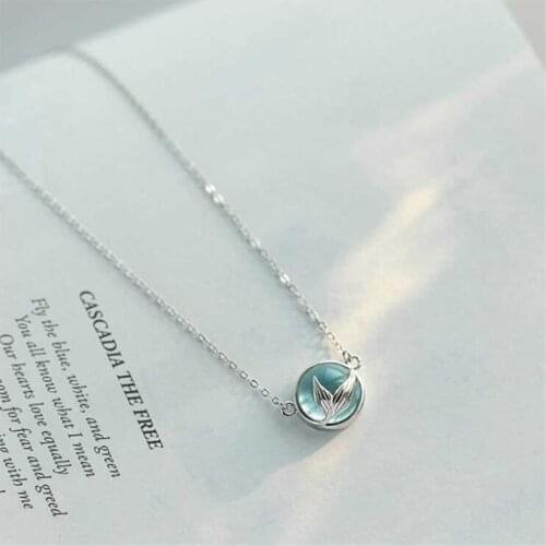 Real 925 Sterling Silver Fashion Creative Mermaid Foam Fish Tail Clavicle Chain Necklace For Women Colar Jewelry Gifts SN100