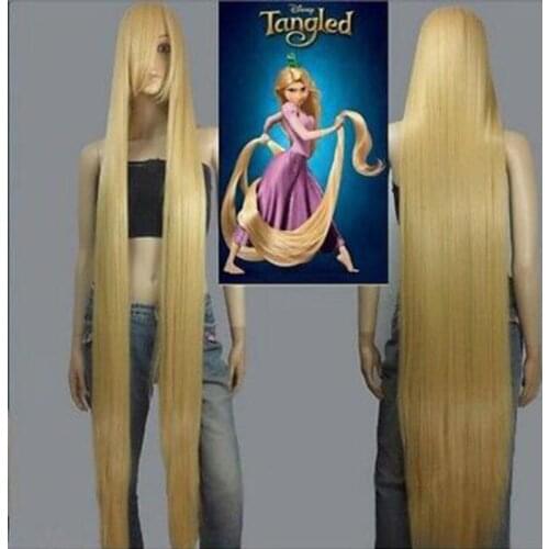 Movie Rapunzel 150cm Golden Straight Long Cosplay Wigs +Wig Cap Halloween Costumes for Women Girl Party Props
