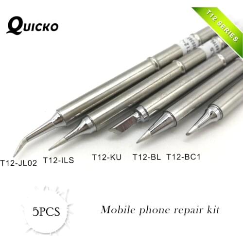 5Pcs/SET T12-ILS T12-JL02 T12-BL T12-BC1 T12-KU Solder Iron Tips T12 series for Soldering Rework Station FX-951