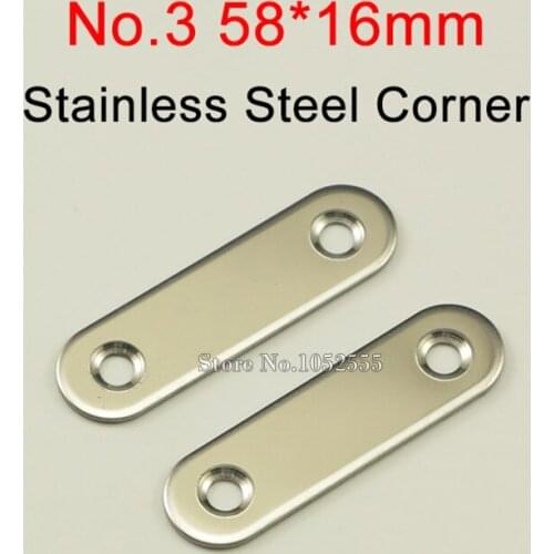 100pcs 58*16mm stainless steel Flat Brackets Straight Line Metal Plates Repair Fixing Joining furniture Connecting fittings K252