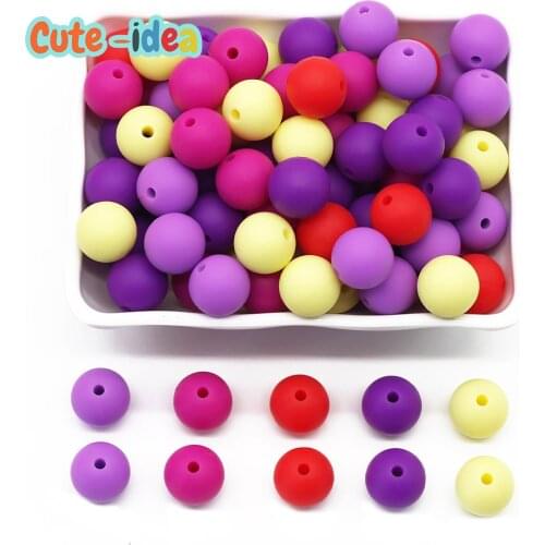 Cute-idea 9/12/15mm Round Silicone Beads 30pcs Food Grade Baby Chewing Teethers DIY Baby Teething Necklace Pacifier Chain Toys