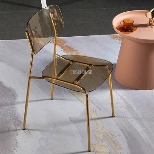 Transparent Dining Chair for Kitchen Luxury Ins Plastic Negotiation Chair Acrylic Photo Stool Backrest Crystal Ins Makeup Chair