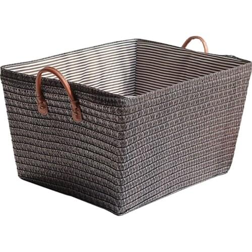 Rectangular Woven Storage Basket Organizer Storage Baskets Reusable Sundries Book Toys Storage Box for Home
