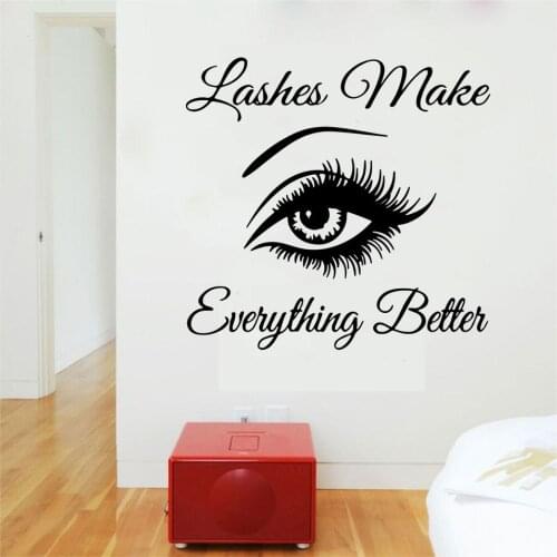 Lashes Make Everything Better Silhouette Wall Sticker Vinyl Decal For Beauty Salon Decoration A001651