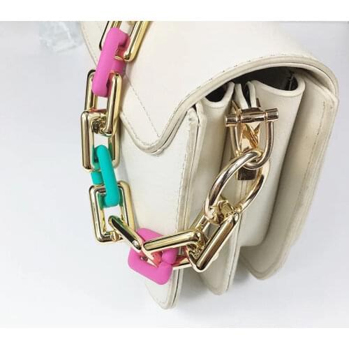 Colorful Womens Handbag Metal Chains Shoulder Bag Strap DIY Detachable Purse Chain Handles Accessories For Bag Chain Belt Strap