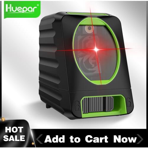 Huepar 2 Lines Cross Line Laser Level Self Leveling Vertical & Horizontal Red Beams H130°/ V150° Waterproof Measuring Tools