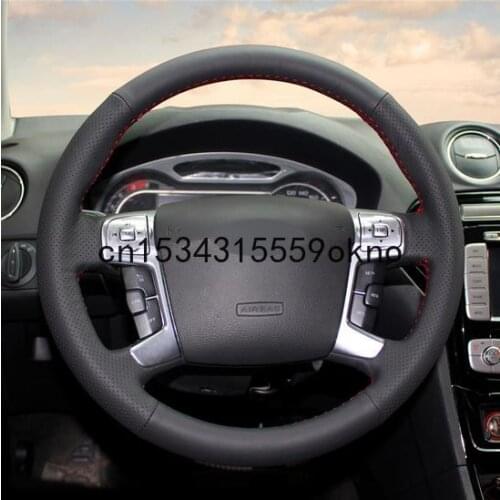 DIY Black Leather Car Steering Wheel Cover For Ford Mondeo Mk4 2007-2012 S-Max 2008