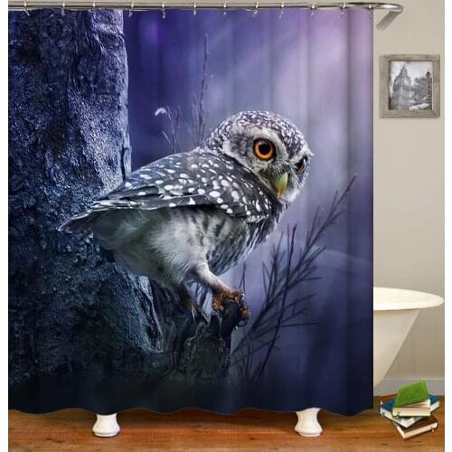 3D Animal Bird Print Shower Curtains Waterproof Fabric Curtains for Bathroom Print Image Size Bath Curtains