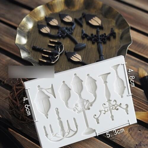 Silicone Mold Light Decor Tools Chandelier Candlestick Fondant Molds Fondant Cake Street Modeling Baroque Style Retro Moulds