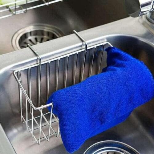 Stainless Steel Sink Drain Basket Sponge Soap Holder Rack Kitchen Rag Hanging Basket Rack Storage Kitchen Accessories